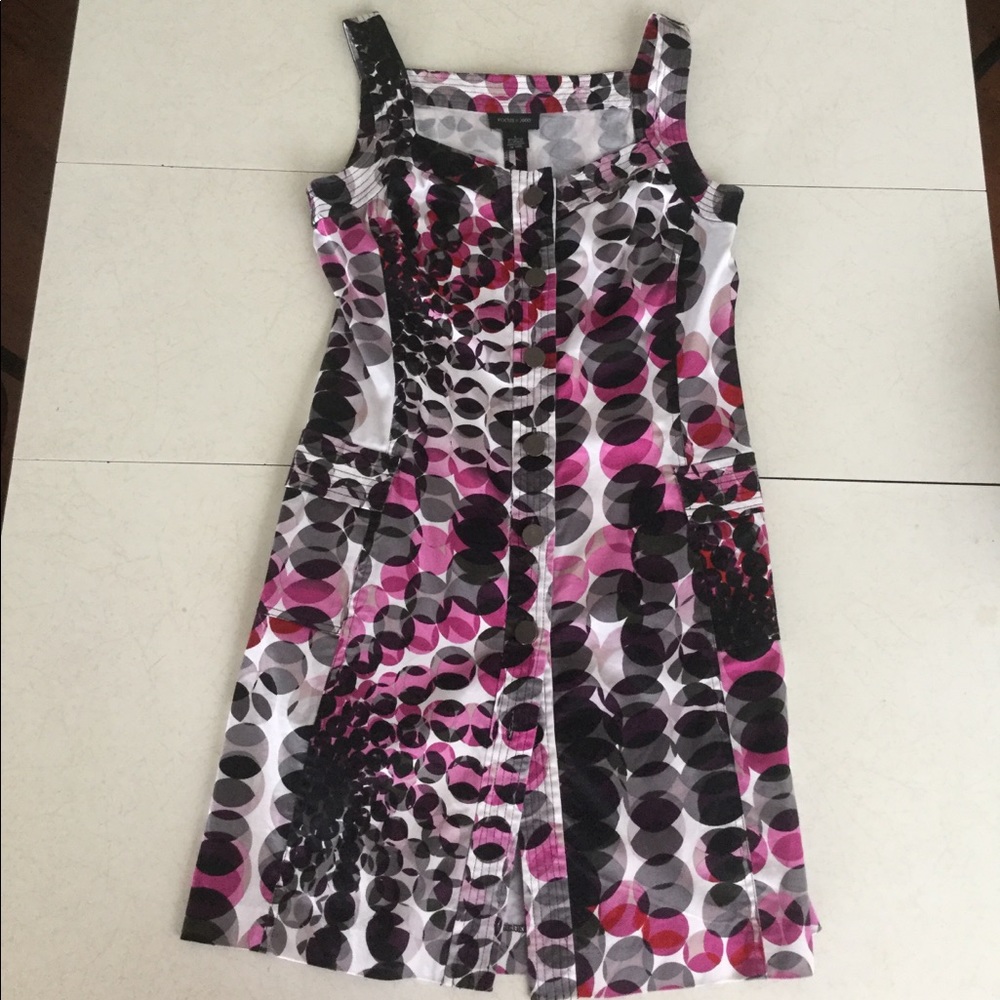 Focus 2000 Pink, Black Patterned Button-Down Dress